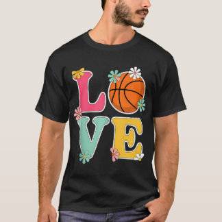 Farbige Liebe Basketball mit floralen Akzenten für T-Shirt