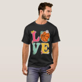 Farbige Liebe Basketball mit floralen Akzenten für T-Shirt (Vorne ganz)