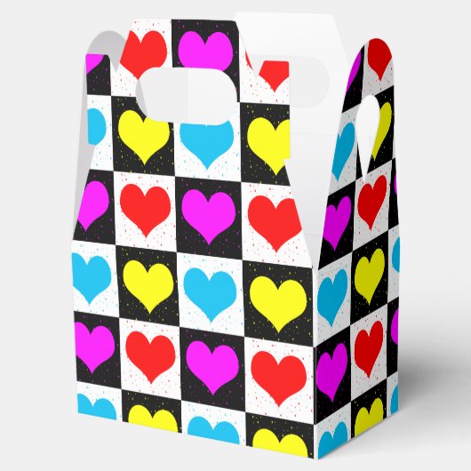 Farbige Liebe - geometrischer Blockdruck Geschenkschachtel (Geöffnet)