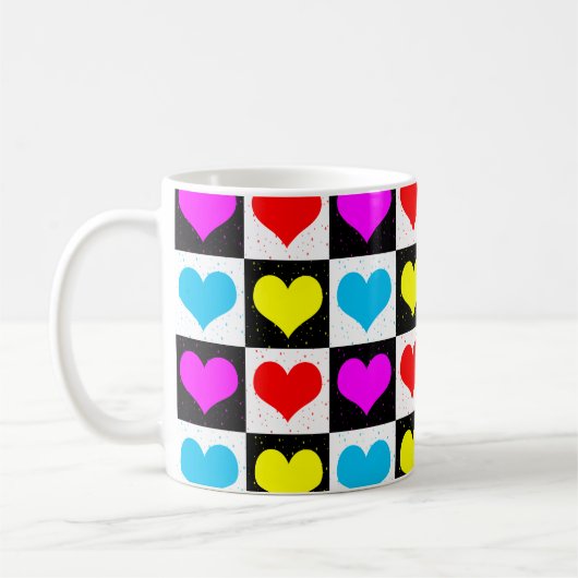 Farbige Liebe - geometrischer Blockdruck Kaffeetasse (Links)