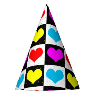 Farbige Liebe - geometrischer Blockdruck Partyhütchen