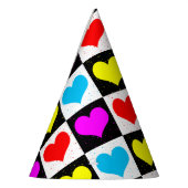 Farbige Liebe - geometrischer Blockdruck Partyhütchen (Links)