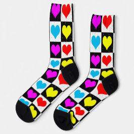 Farbige Liebe - geometrischer Blockdruck Socken