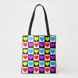 Farbige Liebe - geometrischer Blockdruck Tasche