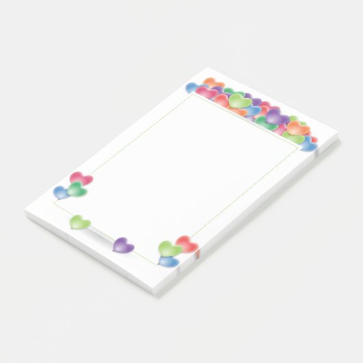 Farbige Liebe Herzblasen Rahmen Post-it Klebezettel (angewinkelt)