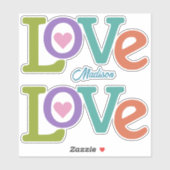 Farbige Liebe individuelle Name Aufkleber (Blatt)