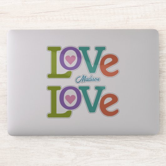 Farbige Liebe individuelle Name Aufkleber (Computer)