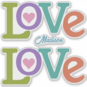 Farbige Liebe individuelle Name Aufkleber (Vorderseite)