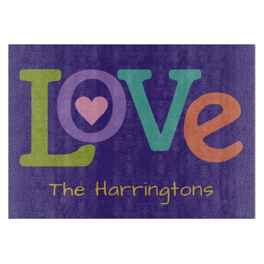 Farbige Liebe individuelle Name Schneidebrett (Vorderseite)