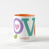 Farbige Liebe individuelle Name Tasse (Zentrum)