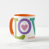 Farbige Liebe individuelle Name Tasse (Vorderseite Links)