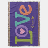 Farbige Liebe individuelle Name werfen Decke (Vorderseite Vertikal)