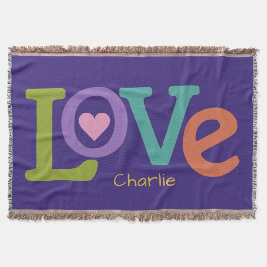 Farbige Liebe individuelle Name werfen Decke (Vorderseite)