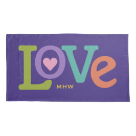 Farbige Liebe, kundenspezifische Monogramm-Pillowc Kissenbezug