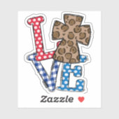 Farbige "LIEBE" mit Kreuz Aufkleber (Blatt)