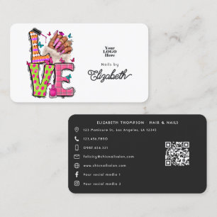 Farbige "Liebe"-Slogan-Nagelsalon-Branding Visitenkarte