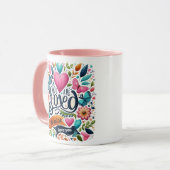 Farbige Liebe Typografie Coffee Tasse (Vorderseite Links)