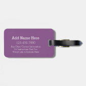 Farbige Lila Blumenmuster, benutzerdefinierte Mono Gepäckanhänger (Rückseite horizontal)