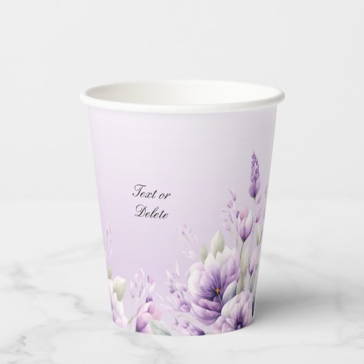 Farbige Lila Blumenpapiergruppen Pappbecher (Rückseite)