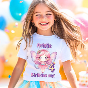 Farbige lila Feen-Schmetterlings-Geburtstag T-Shirt