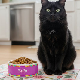 Farbige Lila Retro Geometrische Keramik Pet Bowl Napf