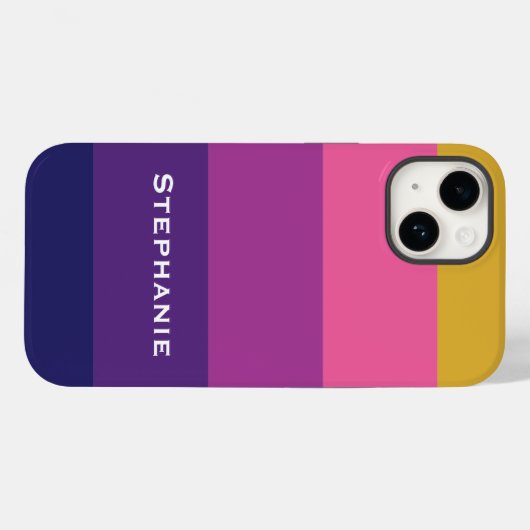 Farbige Lila rosa Abstrakte Streifen Name Case-Mate iPhone Hülle (Rückseite (Horizontal))