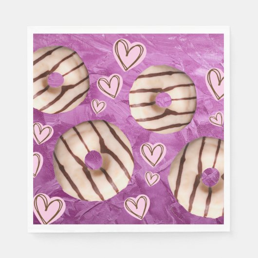 Farbige Lila Streifen Donuts Papier Napkins Serviette (Vorderseite)