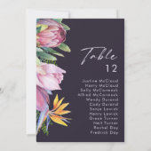 Farbige Lila Tischnummer tropischer Flora (Rückseite)