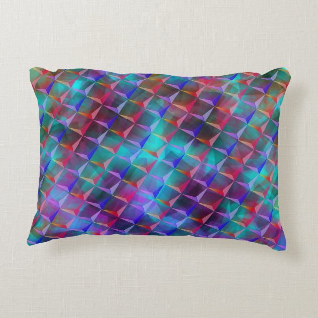 Farbige Lila- und 3D- oder rosa Dreiecke Dekokissen (Rückseite)