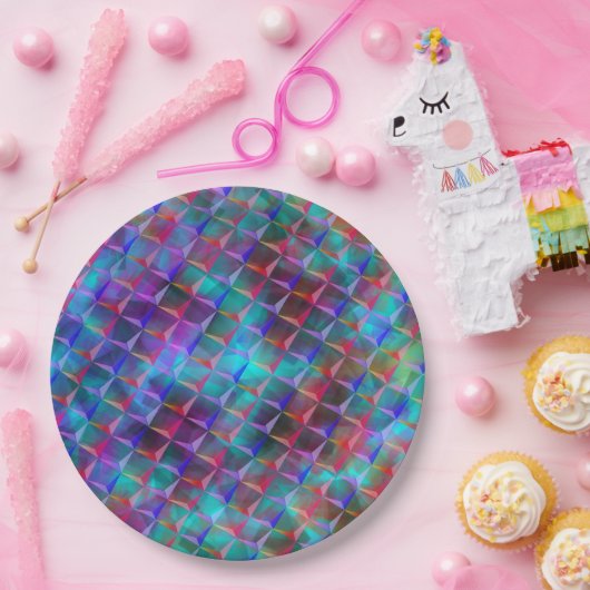 Farbige Lila- und 3D- oder rosa Dreiecke Pappteller (Party)