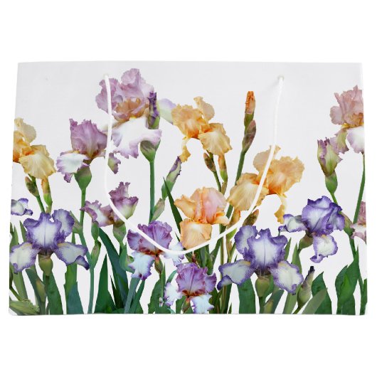 Farbige Lila und peach Iris Große Geschenktüte (Vorderseite)