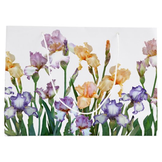 Farbige Lila und peach Iris Große Geschenktüte (Rückseite)