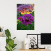 Farbige Lila Zinnia-Blume inspirierend Zitat Poster (Heimbüro)
