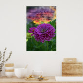 Farbige Lila Zinnia-Blume inspirierend Zitat Poster (Küche)