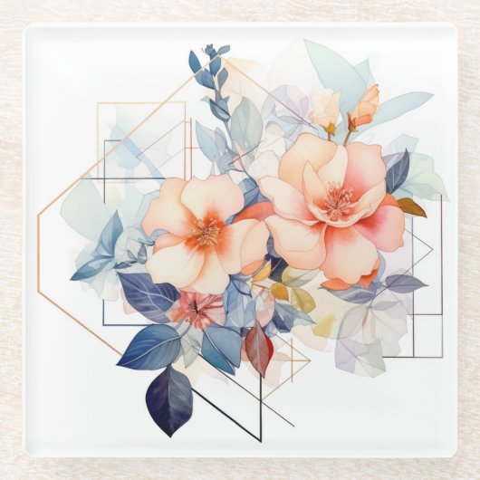 Farbige Linien Blumen: "Meine Küche" Untersetzer (Vorderseite)