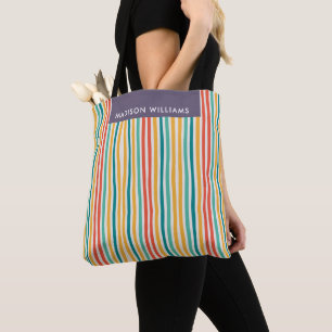 Farbige Linien Vertikale Streifen Benutzerdefinier Tasche