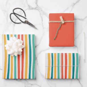 Farbige Linien, Wrapping Paper Sheets Geschenkpapier Set