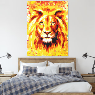 Farbige Lion Canvas Print   Big Lion Art Print Leinwanddruck