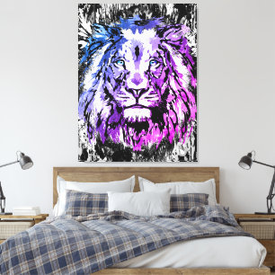 Farbige Lion Canvas Print   Big Lion Art Print Leinwanddruck