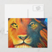 Farbige Lion Portrait Oil Malerei Postkarte (Vorne/Hinten)