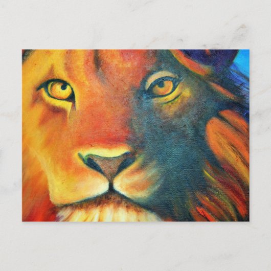 Farbige Lion Portrait Oil Malerei Postkarte (Vorderseite)