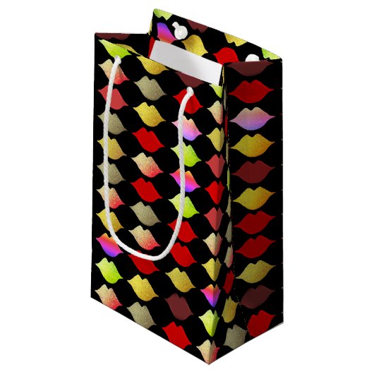 farbige Lippen Kleine Geschenktüte (Vorderseite Schrägansicht)