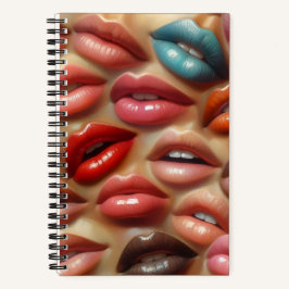 Farbige Lippen Spiralblock Hardcover Notizblock