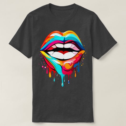 Farbige Lippen T-Shirt (Design vorne)