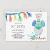 Farbige Llama Babydusche Einladung (Vorne/Hinten)