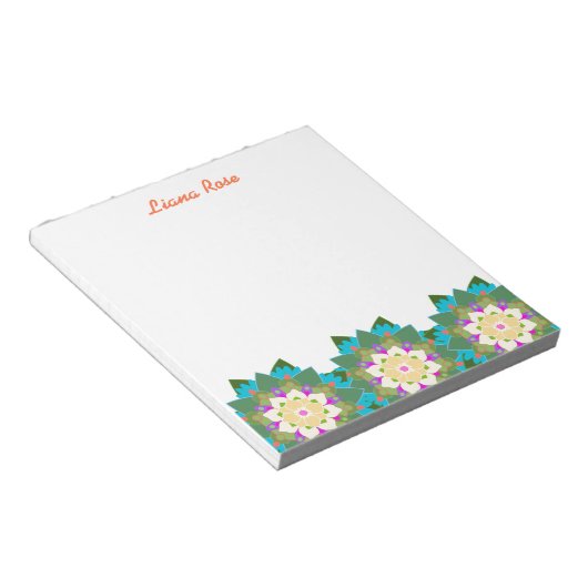 Farbige Lotus Floral Personalisiert Notepad Notizblock (angewinkelt)