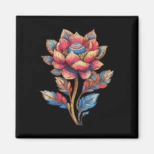 Farbige Lotus-Mandala-Blume mit verzierten Blätter Magnet