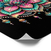 Farbige Lotus-Mandala-Kunstgestaltung  Poster (Ecke)