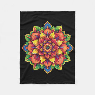 Farbige Lotus-Mandala-Symmetrie-Yoga-Meditation Fleecedecke