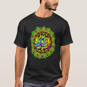 Farbige Lotusblüten-Fraktal-Geometrie-Yog T-Shirt